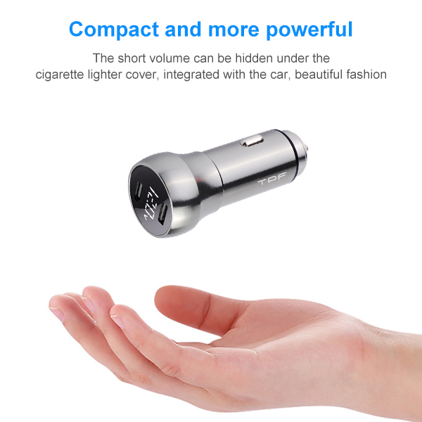 PD Car Charger Dual USB Car Charger Type-C Digital Display Car Charger  