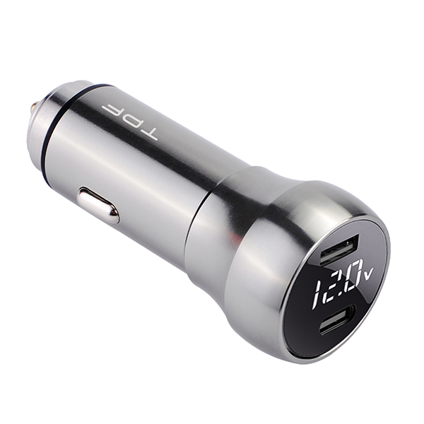 PD Car Charger Dual USB Car Charger Type-C Digital Display Car Charger