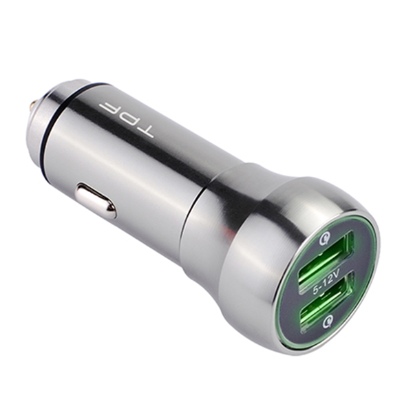 Dual usb aluminum alloy car charger car supplies QC3.0 car charger fast charging car mobile phone charger